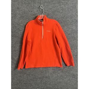 Columbia Womens Fleece Pullover Jacket Size Medium Red 1/4 Zip Outdoor Hiking